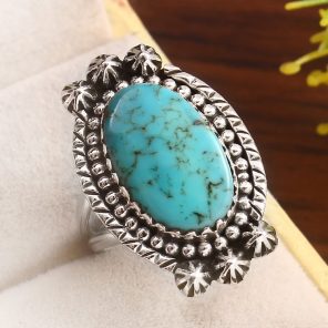 Kingman Turquoise Size US 6 925 Sterling Silver Ring 925 (RS17-449)