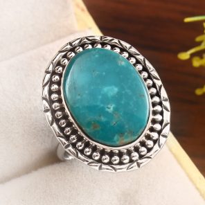 Kingman Turquoise Size US 9 925 Sterling Silver Ring 925 (RS17-417)