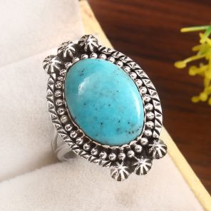 Kingman Turquoise Size US 9 925 Sterling Silver Ring 925 (RS17-416)