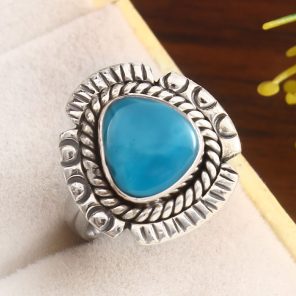 Kingman Turquoise Size US 6 925 Sterling Silver Ring 925 (RS17-441)