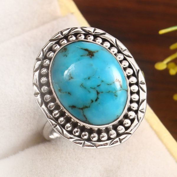 Kingman Turquoise Size US 9 925 Sterling Silver Ring 925 (RS17-415)