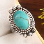 Kingman Turquoise Size US 9 925 Sterling Silver Ring 925 (RS17-414)