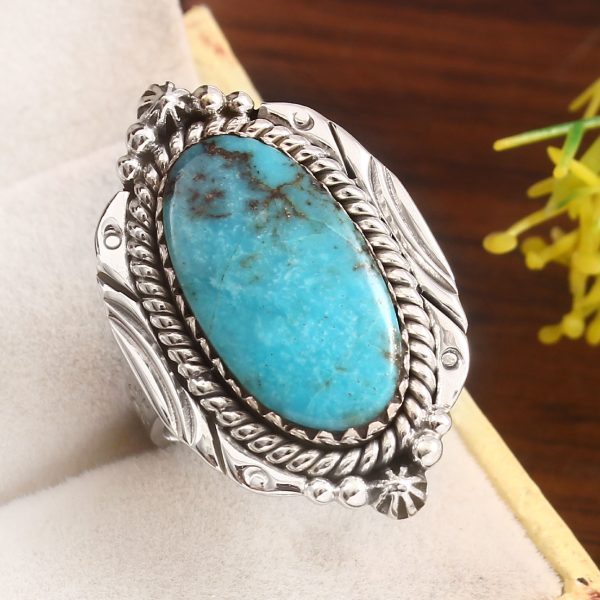 Kingman Turquoise Size US 7 925 Sterling Silver Ring 925 (RS17-432)
