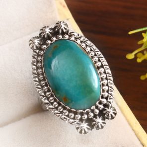 Kingman Turquoise Size US 6 925 Sterling Silver Ring 925 (RS17-451)