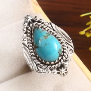 Kingman Turquoise Size US 6 925 Sterling Silver Ring 925 (RS17-438)