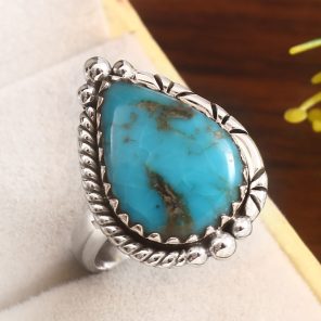 Kingman Turquoise Size US 8 925 Sterling Silver Ring 925 (RS17-425)