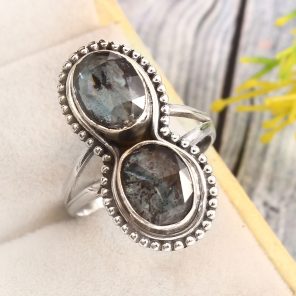 Teal Kyanite Size US 9 925 Sterling Silver Ring (REXT27-244)
