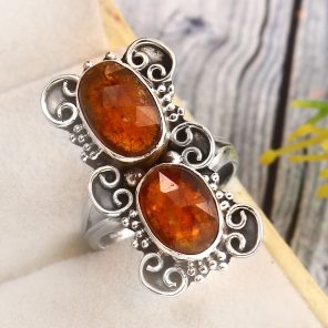 Orange Kyanite Size US 6 925 Sterling Silver Ring (REXT27-275)