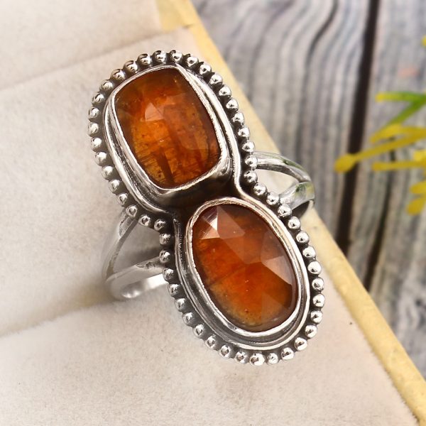 Orange Kyanite Size US 8 925 Sterling Silver Ring (REXT27-265)