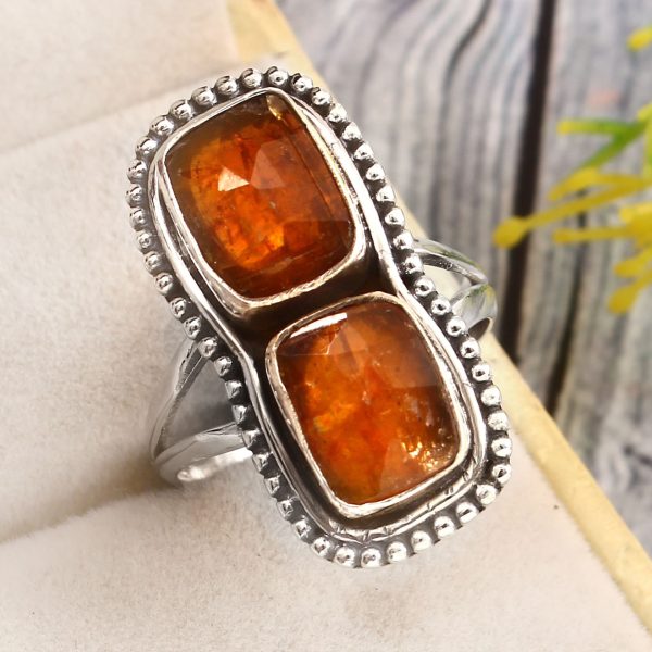 Orange Kyanite Size US 9 925 Sterling Silver Ring (REXT27-290)