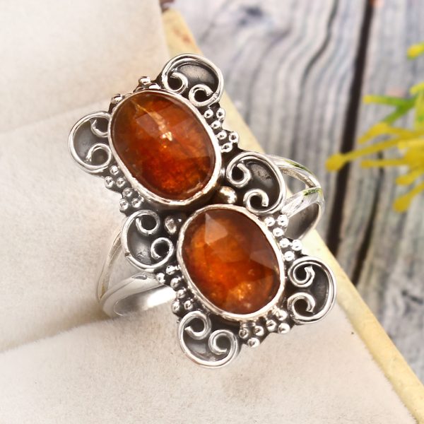 Orange Kyanite Size US 9 925 Sterling Silver Ring (REXT27-288)
