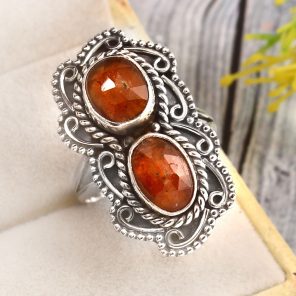 Orange Kyanite Size US 11 925 Sterling Silver Ring (REXT27-286)