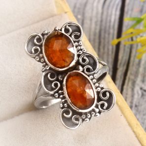 Orange Kyanite Size US 11 925 Sterling Silver Ring (REXT27-282)