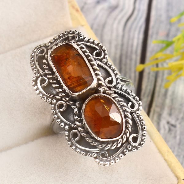 Orange Kyanite Size US 8 925 Sterling Silver Ring (REXT27-267)