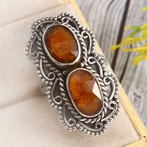 Orange Kyanite Size US 6 925 Sterling Silver Ring (REXT27-276)