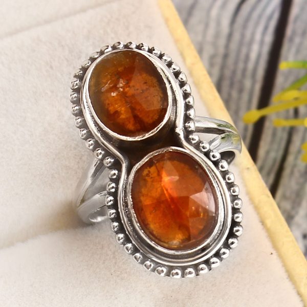 Orange Kyanite Size US 6 925 Sterling Silver Ring (REXT27-278)