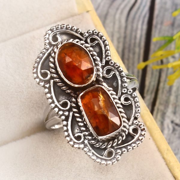 Orange Kyanite Size US 10 925 Sterling Silver Ring (REXT27-280)