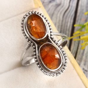 Orange Kyanite Size US 11 925 Sterling Silver Ring (REXT27-284)