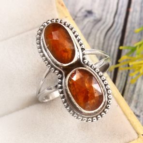 Orange Kyanite Size US 12 925 Sterling Silver Ring (REXT27-287)