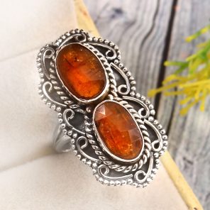 Orange Kyanite Size US 7 925 Sterling Silver Ring (REXT27-272)