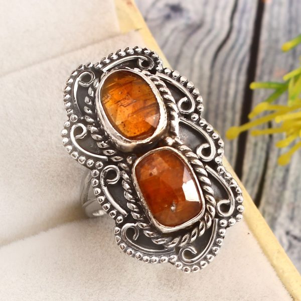 Orange Kyanite Size US 8 925 Sterling Silver Ring (REXT27-268)