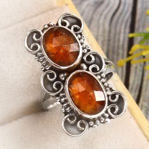 Orange Kyanite Size US 11 925 Sterling Silver Ring (REXT27-291)