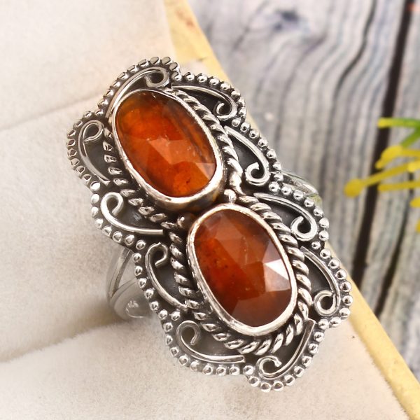Orange Kyanite Size US 9 925 Sterling Silver Ring (REXT27-289)