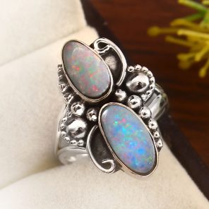 Australian Opal Size US 6 925 Sterling Silver Ring (REXT95-38)
