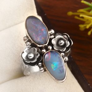 Australian Opal Size US 6 925 Sterling Silver Ring (REXT95-39)