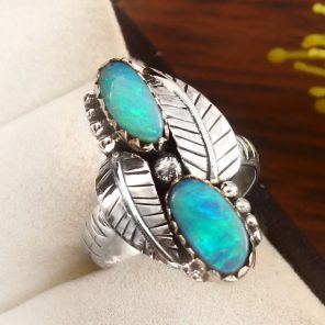Australian Opal Size US 7 925 Sterling Silver Ring (REXT95-57)