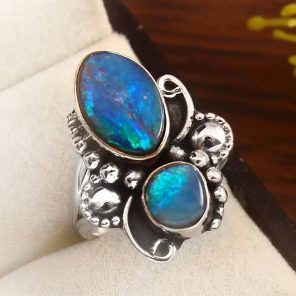 Australian Opal Size US 5 925 Sterling Silver Ring (REXT95-17)