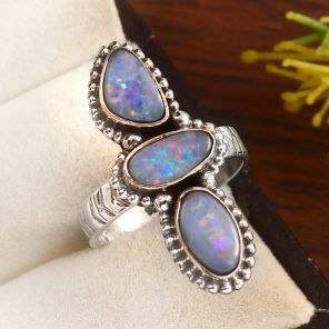 Australian Opal Size US 7 925 Sterling Silver Ring (REXT95-58)