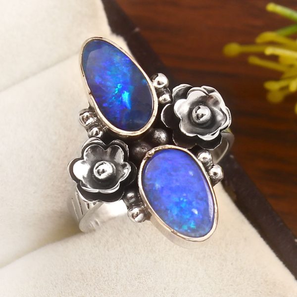 Australian Opal Size US 7 925 Sterling Silver Ring (REXT95-59)