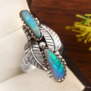 Australian Opal Size US 6 925 Sterling Silver Ring (REXT95-41)