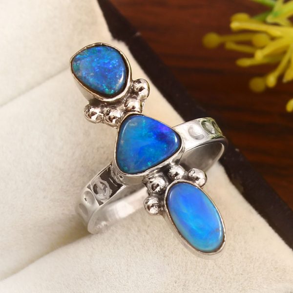 Australian Opal Size US 6 925 Sterling Silver Ring (REXT95-42)
