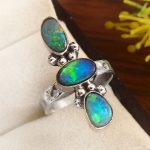 Australian Opal Size US 5 925 Sterling Silver Ring (REXT95-20)