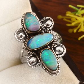 Australian Opal Size US 6 925 Sterling Silver Ring (REXT95-44)