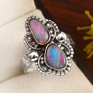 Australian Opal Size US 6 925 Sterling Silver Ring (REXT95-45)