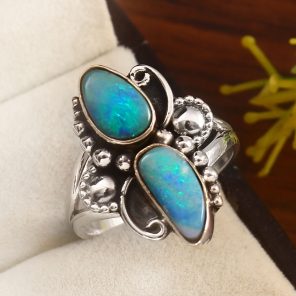 Australian Opal Size US 6 925 Sterling Silver Ring (REXT95-54)