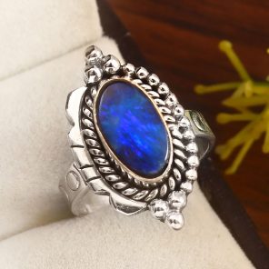 Australian Opal Size US 6 925 Sterling Silver Ring (REXT95-49)