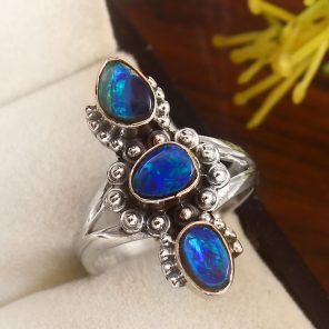Australian Opal Size US 6 925 Sterling Silver Ring (REXT95-51)