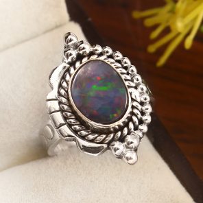 Australian Opal Size US 5 925 Sterling Silver Ring (REXT95-31)