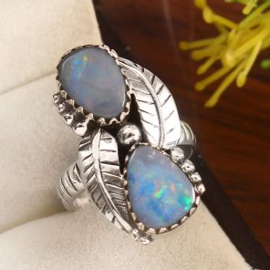 Australian Opal Size US 6 925 Sterling Silver Ring (REXT95-52)