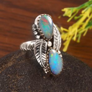 Australian Opal Size US 5 925 Sterling Silver Ring (REXT95-29)