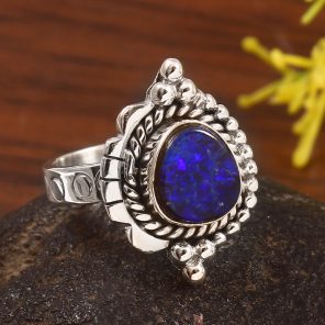Australian Opal Size US 5 925 Sterling Silver Ring (REXT95-23)