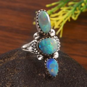 Australian Opal Size US 5 925 Sterling Silver Ring (REXT95-28)