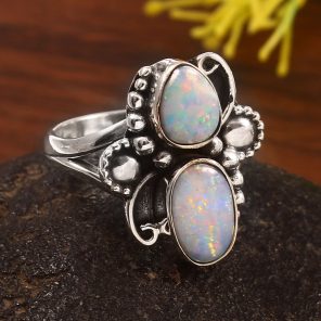 Australian Opal Size US 6 925 Sterling Silver Ring (REXT95-36)
