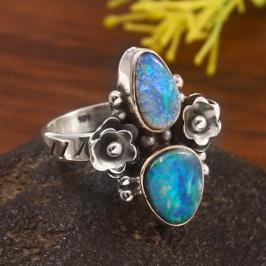 Australian Opal Size US 6 925 Sterling Silver Ring (REXT95-35)