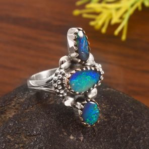 Australian Opal Size US 5 925 Sterling Silver Ring (REXT95-26)