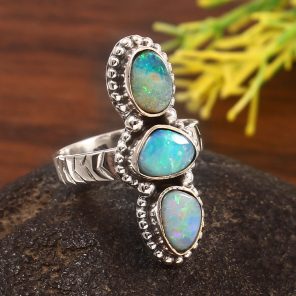 Australian Opal Size US 5 925 Sterling Silver Ring (REXT95-25)